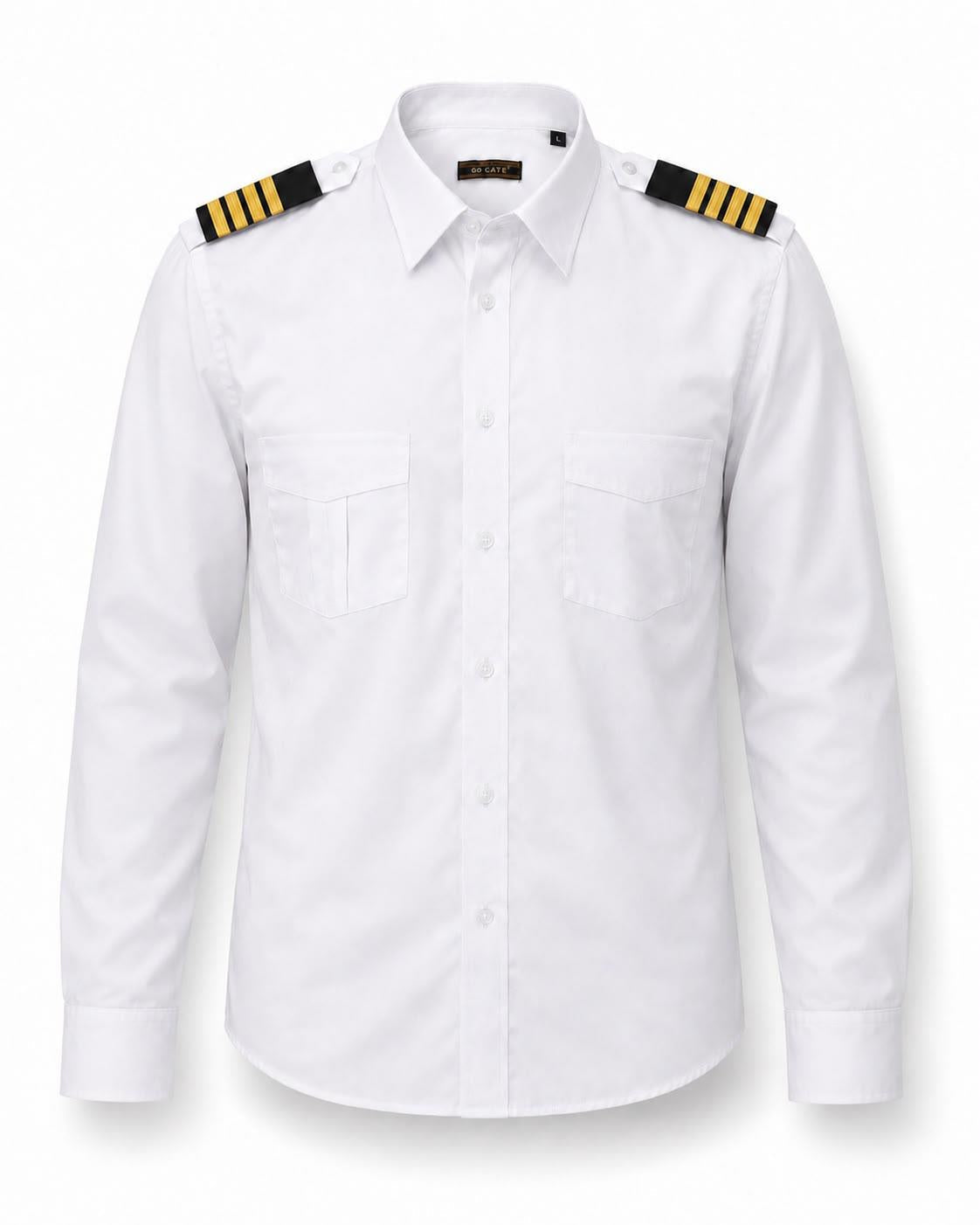 Uzun kollu erkek Pilot gömlek, şık ve rahat tekstil ürünü, açık mavi renkli, sade tasarım.