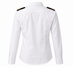Uzun kollu kadın Pilot gömlek, şık ve rahat tekstil ürünü, modern tasarım ve kaliteli kumaştan yapılmış.