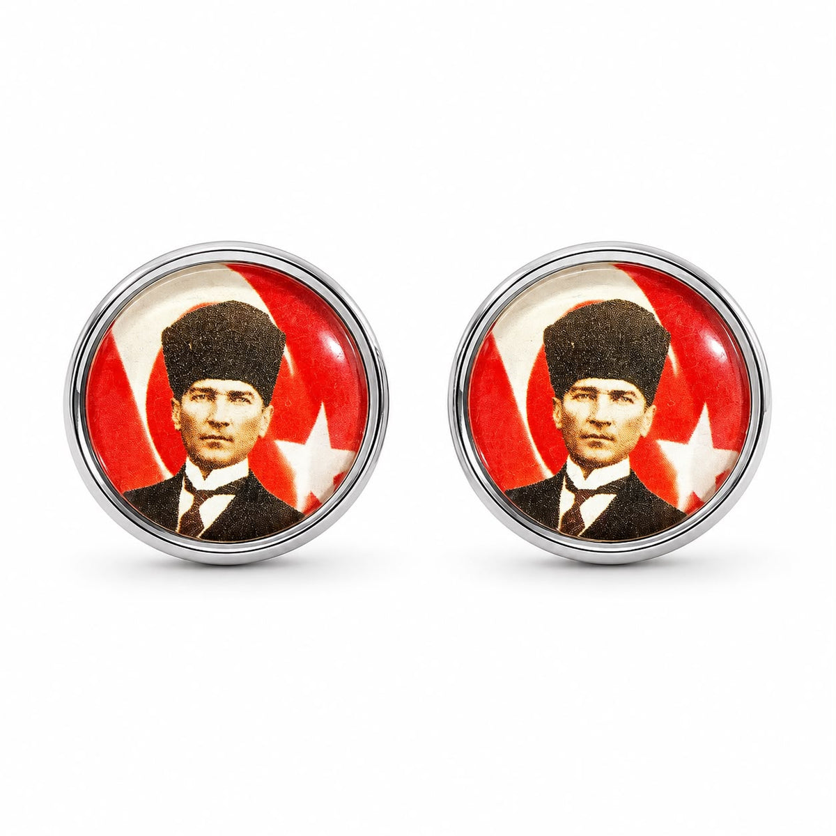 PILOT SHOP BAKIRKÖY markalı Atatürk kalpaklı kol düğmesi, şık ve detaylı tasarım, resmi ve klasik görünüm.
